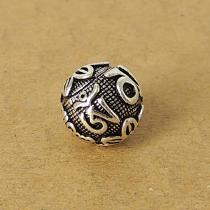 Custom Design Genuine Non-plated 925 Sterling Silver - Calming Yoga Bead with OM Symbol Pattern for DIY Jewelry Making WSP567X1