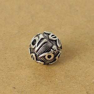 Custom Design Genuine Non-plated 925 Sterling Silver - Calming Yoga Bead with OM Symbol Pattern for DIY Jewelry Making WSP567X1