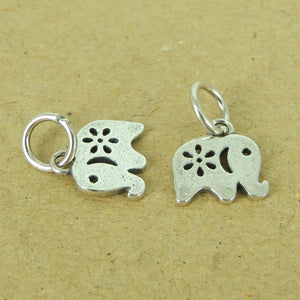 Lucky Elephant Charms | Cute 90s Accessories for Earrings, Bracelets, Anklets | Genuine 925 Sterling Silver | Handmade DIY Jewelry Supplies and Parts for the Modern Minimalist