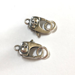 QTY 1 Gothic Skull Clasp with Ring | Authentic 925 Sterling Silver Lobster Clasps | Jewelry Supplies for DIY Modern Handmade Jewelry