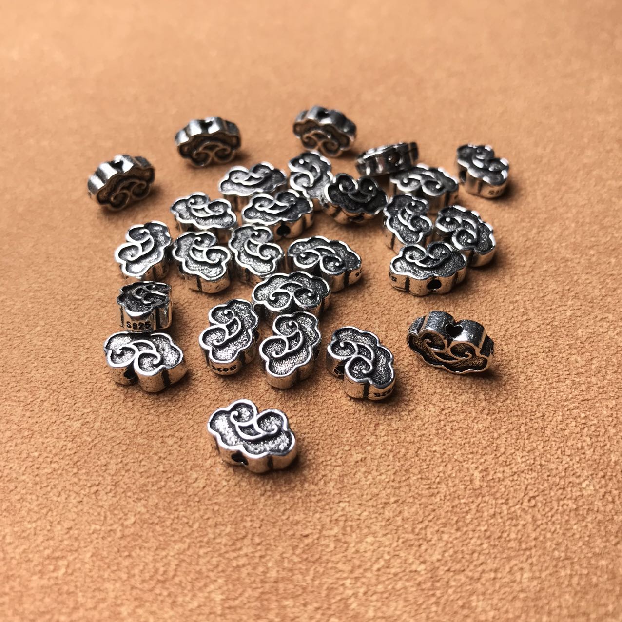 4 PCS Spacer Beads Symbol of Auspicious Clouds - S925 Sterling Silver WSP587X4