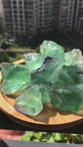 Set of 3 - Genuine Raw Glowing Green Flourite Crystals | Anahata Heart Chakra Activation | Cleanse, Purify, and Heal Past Heartbreaks