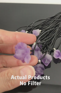 Wellness Gift Set | Genuine Flower Agate Gemstone Bracelet | Raw Amethyst Crystal Pendant Necklace | The perfect gift for loved ones, friends, and family | Energy Healing, Reiki Infused, Loving Chakra Stones