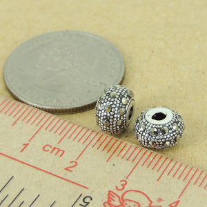 2 PCS Vintage Ornate Marcasite Beads - S925 Sterling Silver WSP426X2
