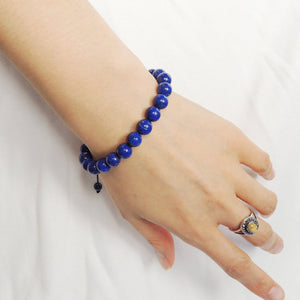 Lapis Lazuli Adjustable Braided Gemstone Bracelet - Handmade by Gem & Silver BR816