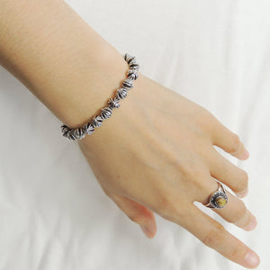 Adjustable Braided Bracelet with Tibetan Silver 7mm Protection Holy Cross Gothic Beads - Handmade by Gem & Silver TSB251