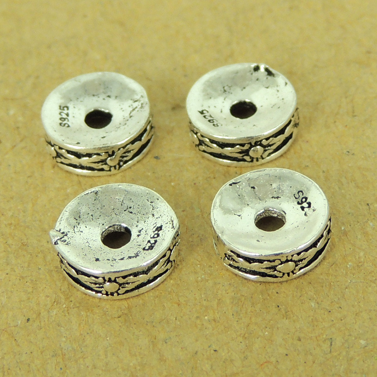 4 PCS Vintage Artisan Spacers - S925 Sterling Silver - Wholesale by Gem & Silver WSP461X4