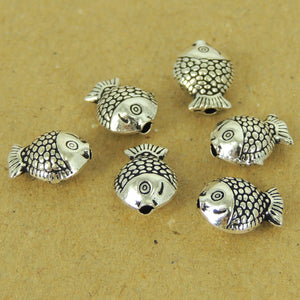 6 PCS Lucky Goldfish Charms - S925 Sterling Silver WSP471X6