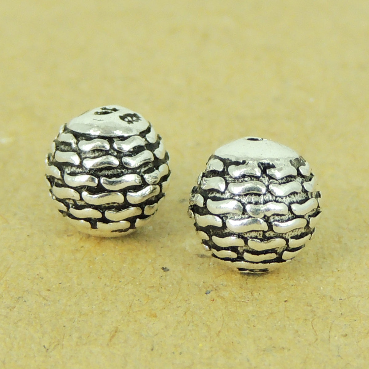 2 PCS Vintage Style Beads - S925 Sterling Silver WSP483X2
