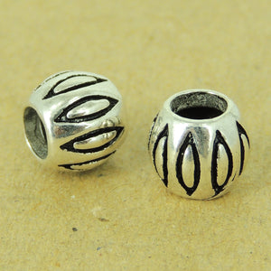2 PCS Vintage Style Barrel Beads - S925 Sterling Silver WSP486X2