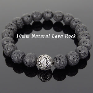 Introducing our Handmade Lava Rock Healing Stone Bracelet with a stunning S925 Sterling Silver Dragon Protection Charm.
