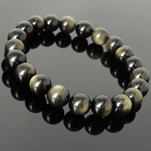 10mm Golden Obsidian Healing Gemstone Bracelet - Handmade by Gem & Silver BR999