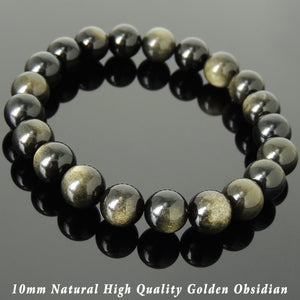 10mm Golden Obsidian Healing Gemstone Bracelet - Handmade by Gem & Silver BR999