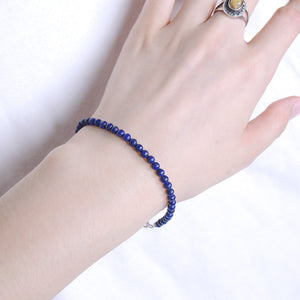 3.2mm Lapis Lazuli Healing Gemstone Bracelet & Necklace Set with S925 Sterling Silver Spacer Beads & Clasp NK138_BR508