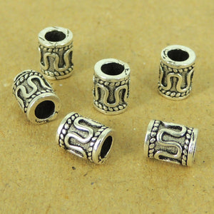 6 PCS Celtic Style Barrel Beads - S925 Sterling Silver WSP448X6