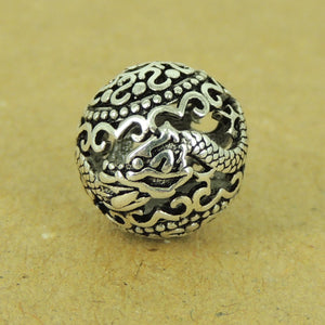 2 PCS Dragon & Cloud Protection 11mm Beads - S925 Sterling Silver WSP450X2