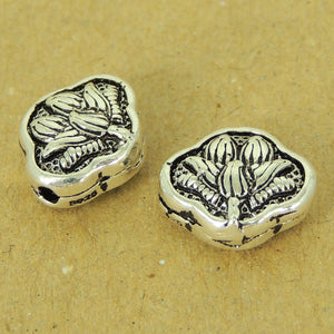 2 PCS Double-Sided Vintage Lotus Beads - S925 Sterling Silver WSP455X2