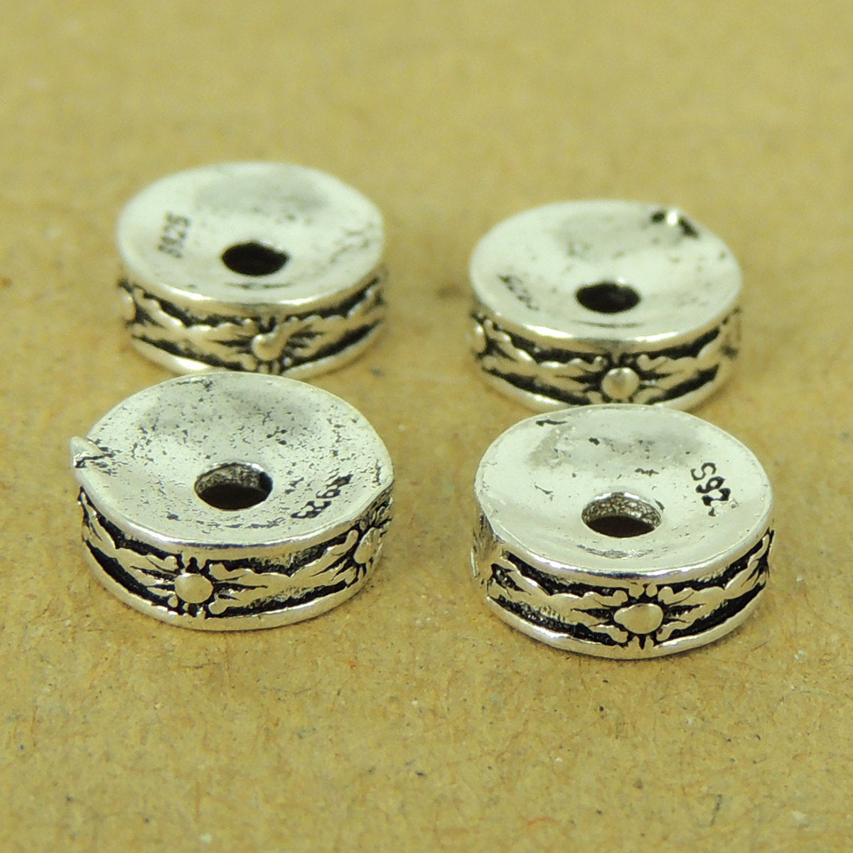 4 PCS Vintage Artisan Spacers - S925 Sterling Silver - Wholesale by Gem & Silver WSP461X4