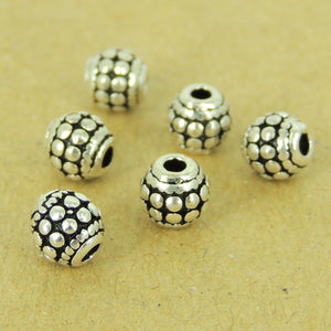 6 PCS Small Art Deco Inspired Barrel Beads - S925 Sterling Silver WSP480X6