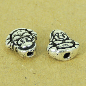 2 PCS Resting Buddha Beads - S925 Sterling Silver with Stamp WSP484X2