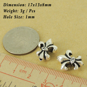 2 PCS Vintage Fleur de Lis Beads - S925 Sterling Silver WSP488X2