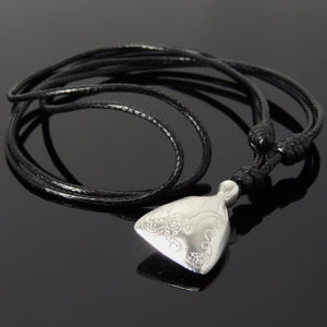 Adjustable Wax Rope Necklace with S925 Sterling Silver Lucky Money Bag Pendant - Handmade by Gem & Silver NK171
