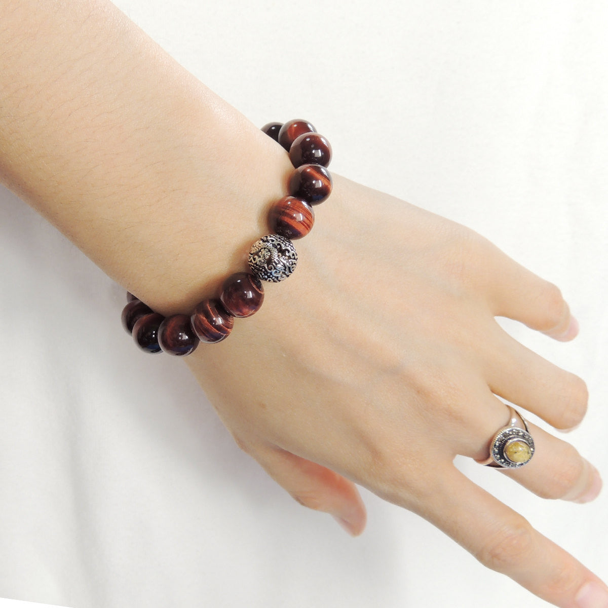 Healing High Quality Red Tiger Eye Gemstones, Non-Plated Sterling Silver Elegantly Carved Dragon Bead, Handmade Braided Adjustable Drawstring Bracelet, Symbol of protection, courage, tranquility, strength, love, spirituality