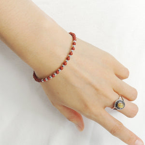 3mm Red Jasper Healing Gemstone Bracelet with S925 Sterling Silver Beads Spacers & Clasp - Handmade by Gem & Silver BR936