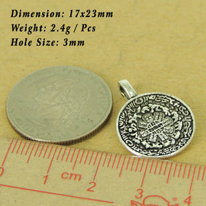 1PC Double-Sided OM Mandala Meditation Pendant - S925 Sterling Silver WSP521X1