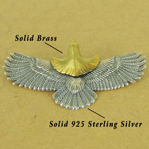 1 PC Vintage Brass Eagle Charm & Pendant - S925 Sterling Silver WSP528X1