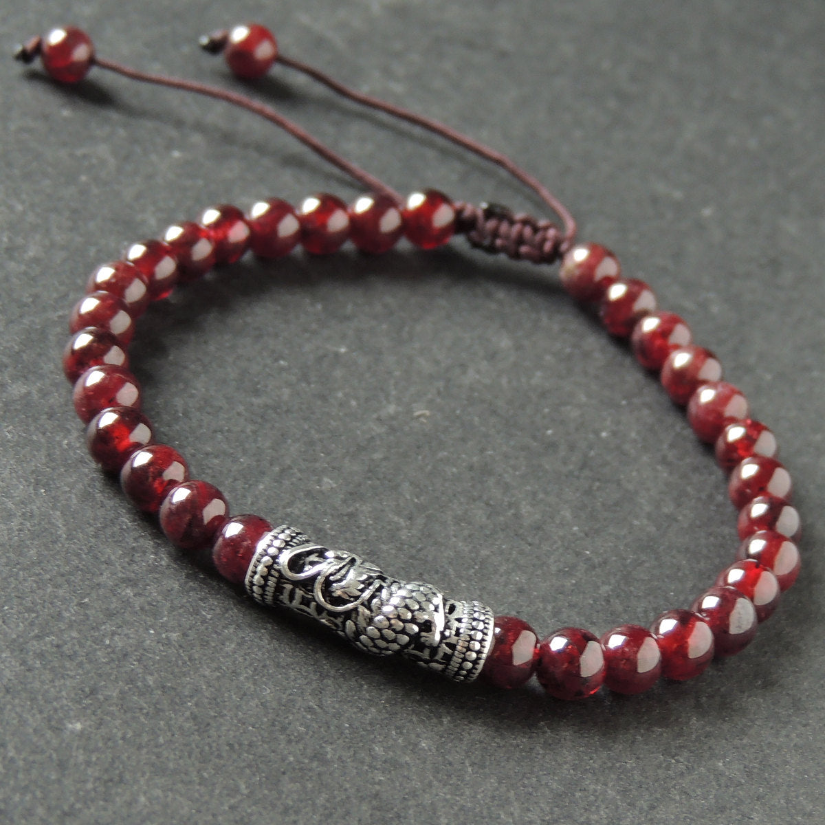 THE ROOT 1ST MULADHARA BASE OF SPINE HEALING GEMSTONE RED GARNET BRACELET FOR MEN'S WOMEN'S, JANUARY BIRTHSTONE JEWELRY WITH 925 STERLING SILVER JAPANESE PROTECTION DRAGON CHARM
