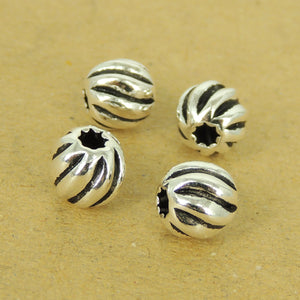 4 PCS Round Vintage 7mm Spacer Beads - S925 Sterling Silver - Wholesale by Gem & Silver WSP511X4