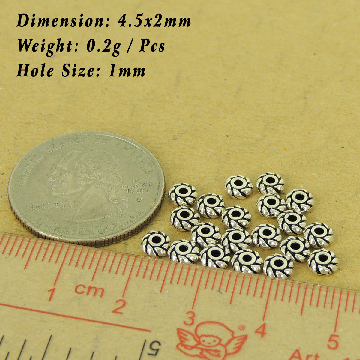 20 PCS Tiny Vintage Spacer Beads - S925 Sterling Silver - Wholesale by Gem & Silver WSP519X20