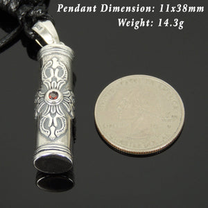Adjustable Wax Rope Necklace with S925 Sterling Silver Celtic Sun Cross Vial Pendant - Handmade by Gem & Silver NK183