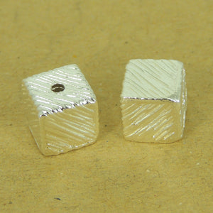 2 PCS Distressed Cube Beads - S925 Sterling Silver WSP522X2