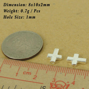 2 PCS Small Cross Beads - S925 Sterling Silver WSP533X2