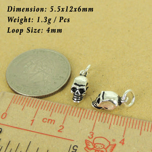 2 PCS Skull Pendants - S925 Sterling Silver WSP544X2