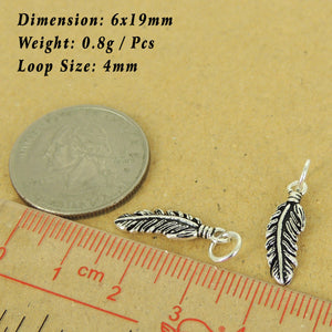 2 PCS Feather Pendants - S925 Sterling Silver WSP539X2