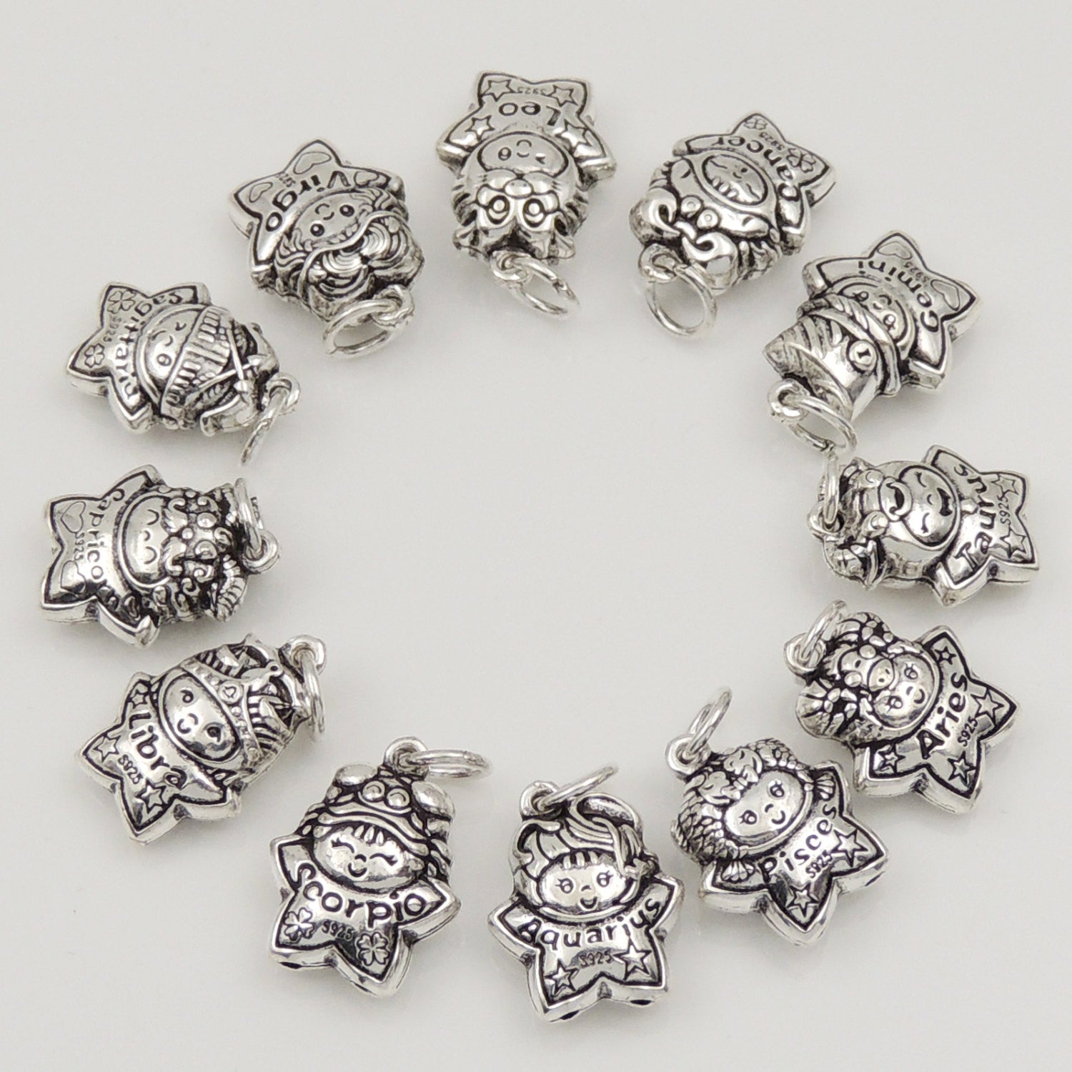 S925 Sterling Silver Baby Star Zodiac Sign Pendants - Wholesale by