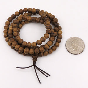6.5mm Vietnamese Agarwood Bracelet/Necklace 108 Beads for Meditation - Gem & Silver AW003