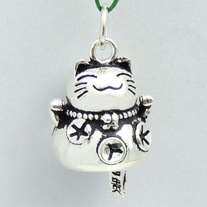 1 PC Vintage Lucky Cat Protection & Wealth Pendant - S925 Sterling Silver WSP204X1