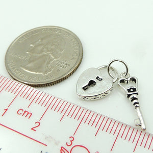 1 PC Vintage Valentine Lock & Key Pendant - S925 Sterling Silver WSP122X1