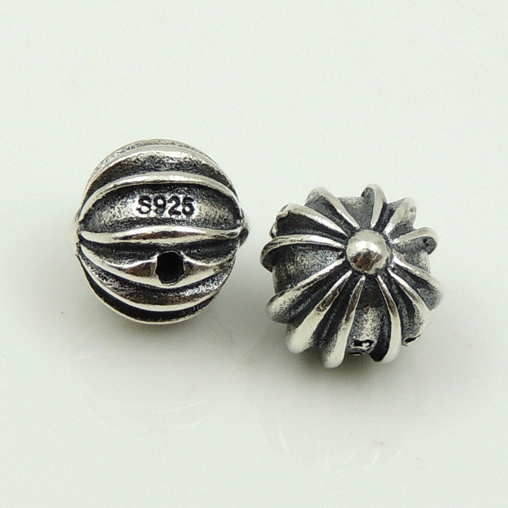 2 PCS Round Celtic Cross Beads - S925 Sterling Silver - Wholesale by Gem & Silver WSP186X2