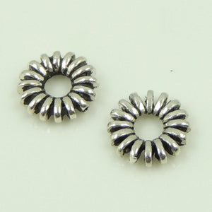 4 PCS Vintage Art Deco Donut Shaped Spacers - S925 Sterling Silver WSP054X4