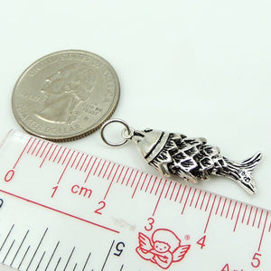 1 PC Vintage Movable Parts Lucky Chinese Fish Pendant - S925 Sterling Silver WSP137X1