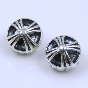 2 PCS Round Gothic Cross Bead - S925 Sterling Silver WSP251X2