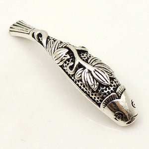 1 PC Vintage Chinese Lucky Fish Charm - S925 Sterling Silver WSP161X1
