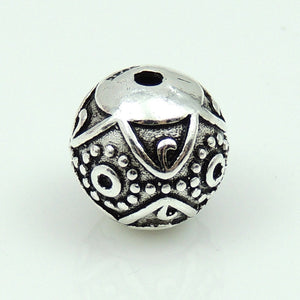 2 PCS Artistic Tibetan Nepalese Round Bead - S925 Sterling Silver WSP178X1