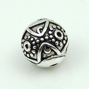 2 PCS Artistic Tibetan Nepalese Round Bead - S925 Sterling Silver WSP178X1