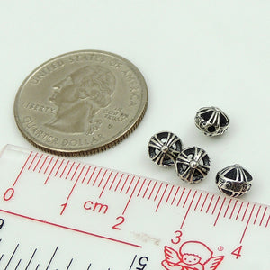 4 PCS Round Double-Sided Cross Beads - S925 Sterling Silver - Wholesale by Gem & Silver WSP188X4